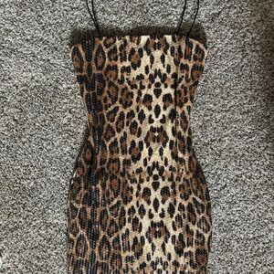 Leopard Print Strapless Dress